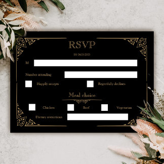 Victorian Moth Elegant Gothic Wedding RSVP Card