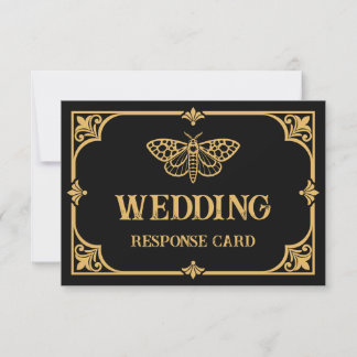 Victorian Moth Gothic Wedding RSVP Card