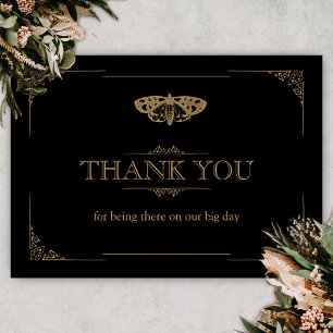 Victorian Moth Vintage Elegant Gothic Wedding Letterpress Thank You Card