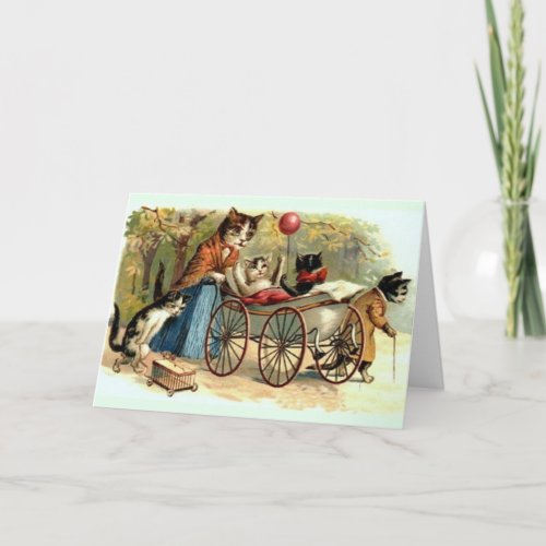 Victorian Mother Cat and Family Note Card