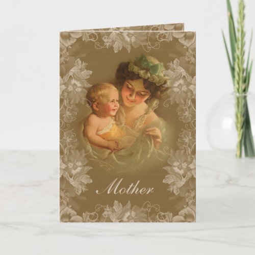 Victorian Mother  Child Vintage Mothers Day Card