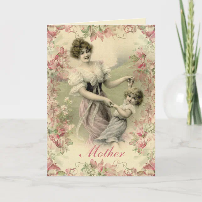 Victorian Mother & Child Vintage Mothers Day Card | Zazzle