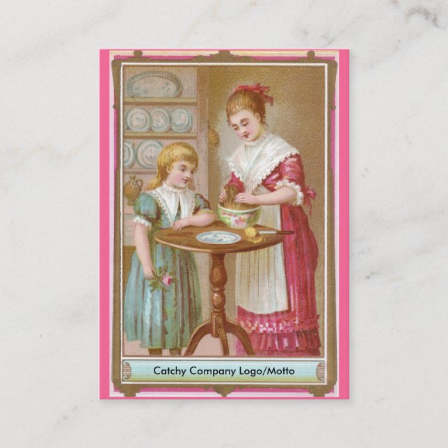 Victorian Mother & Daughter Baking Business Card (Front)