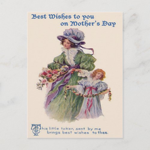 Victorian Mother  Daughter Flowers Mothers Day Postcard
