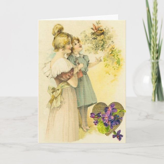 Victorian Mother & Daughter Mother's Day Card (Front)