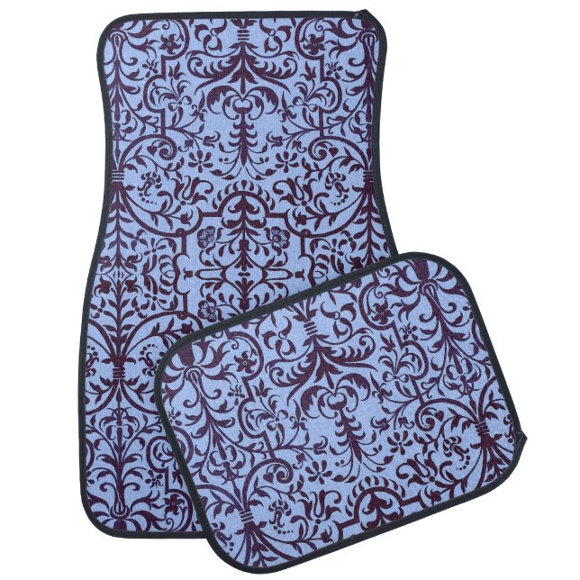 Victorian motif in blue car floor mat (Set)