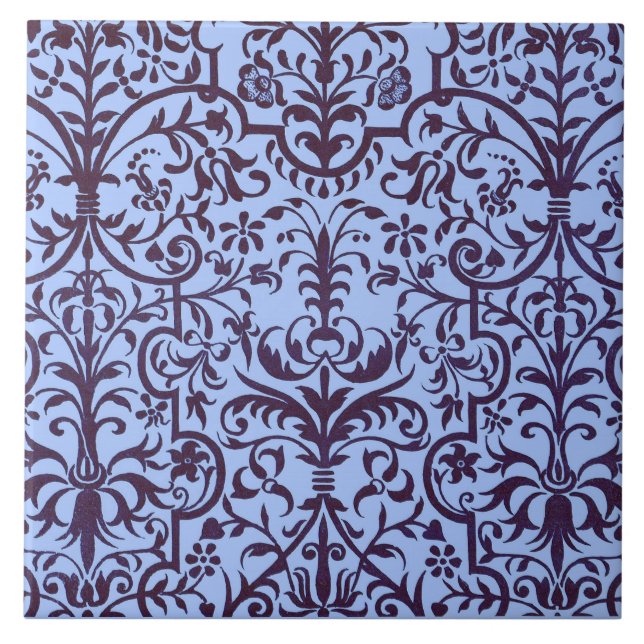 Victorian motif in blue ceramic tile (Front)