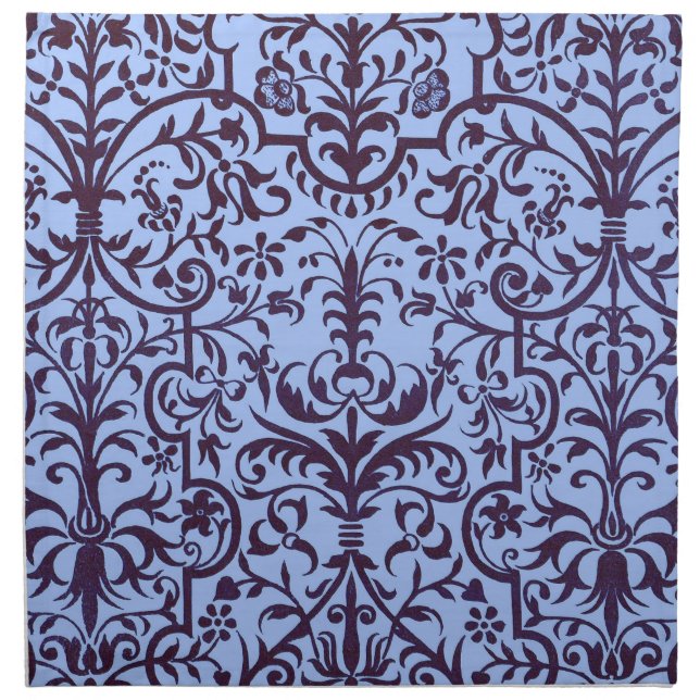 Victorian motif in blue cloth napkin (Front)