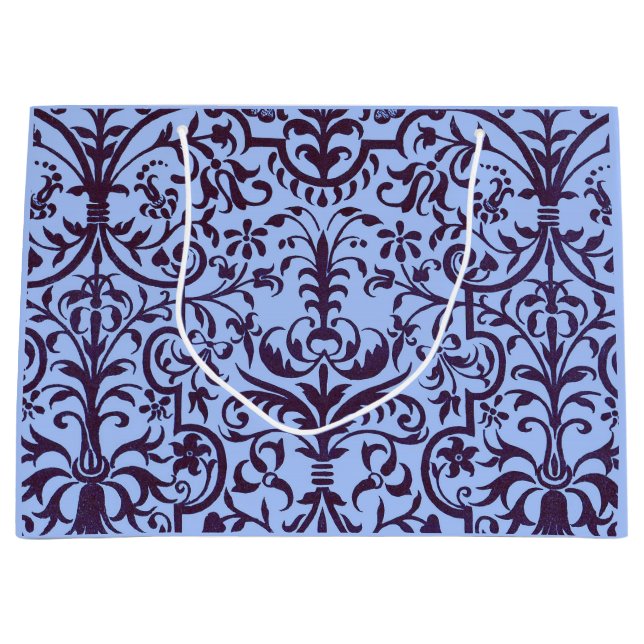 Victorian motif in blue large gift bag (Front)