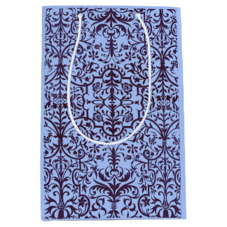 Victorian motif in blue medium gift bag