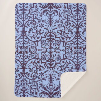 Victorian motif in blue sherpa blanket
