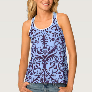 Victorian motif in blue tank top