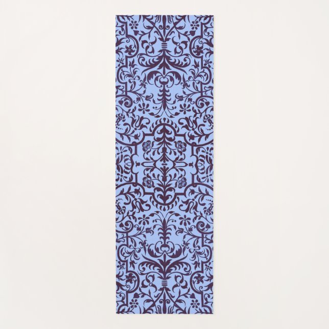 Victorian motif in blue yoga mat (Front)