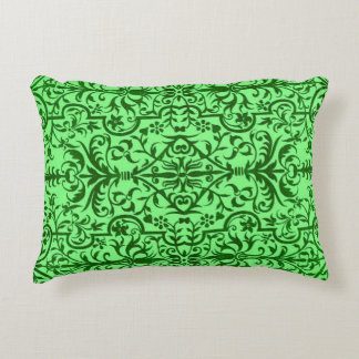 Victorian motif in green accent pillow