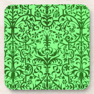 Victorian motif in green beverage coaster