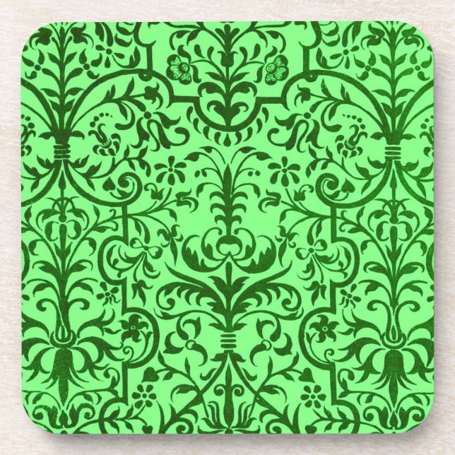 Victorian motif in green beverage coaster (Front)