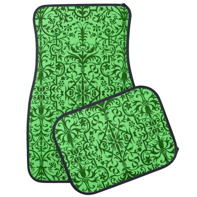 Victorian motif in green car floor mat (Set)
