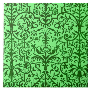 Victorian motif in green ceramic tile