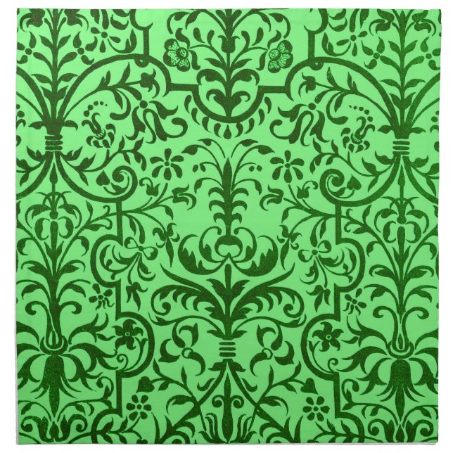 Victorian motif in green cloth napkin (Front)