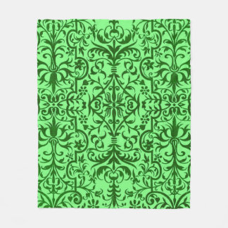 Victorian motif in green fleece blanket