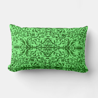 Victorian motif in green lumbar pillow