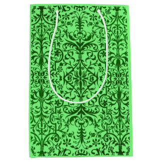 Victorian motif in green medium gift bag