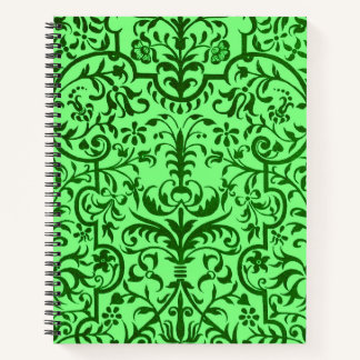 Victorian motif in green notebook