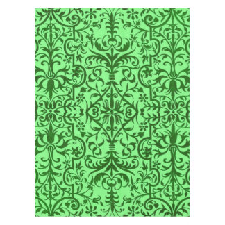 Victorian motif in green tablecloth