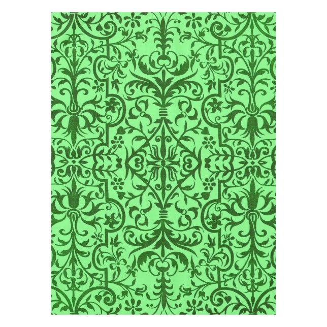 Victorian motif in green tablecloth (Front)