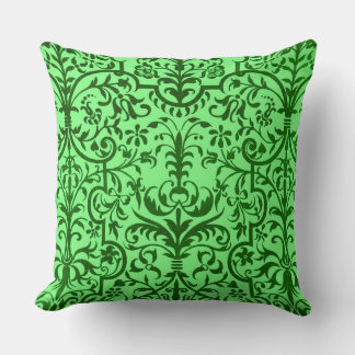 Victorian motif in green throw pillow