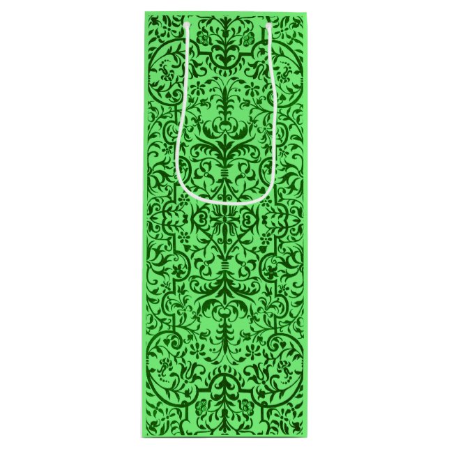 Victorian motif in green wine gift bag (Front)