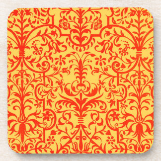 Victorian motif in orange beverage coaster