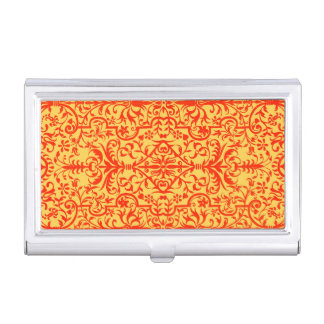 Victorian motif in orange business card case