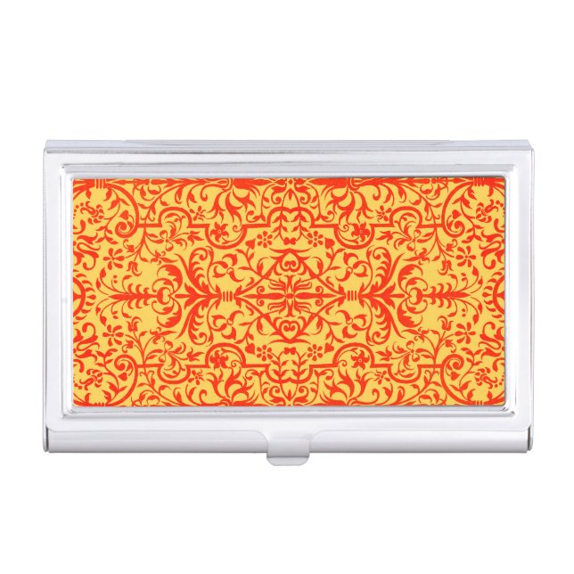Victorian motif in orange business card case (Front)
