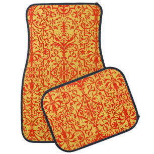 Victorian motif in orange car floor mat