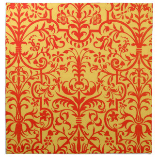 Victorian motif in orange cloth napkin