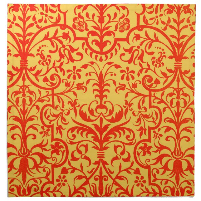 Victorian motif in orange cloth napkin (Front)