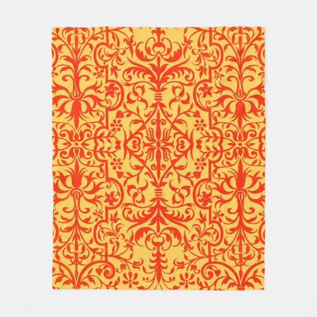 Victorian motif in orange fleece blanket (Front)