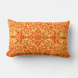 Victorian motif in orange lumbar pillow
