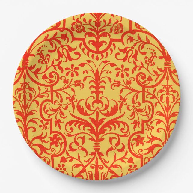 Victorian motif in orange paper plates (Front)