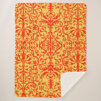 Victorian motif in orange Sherpa Blanket
