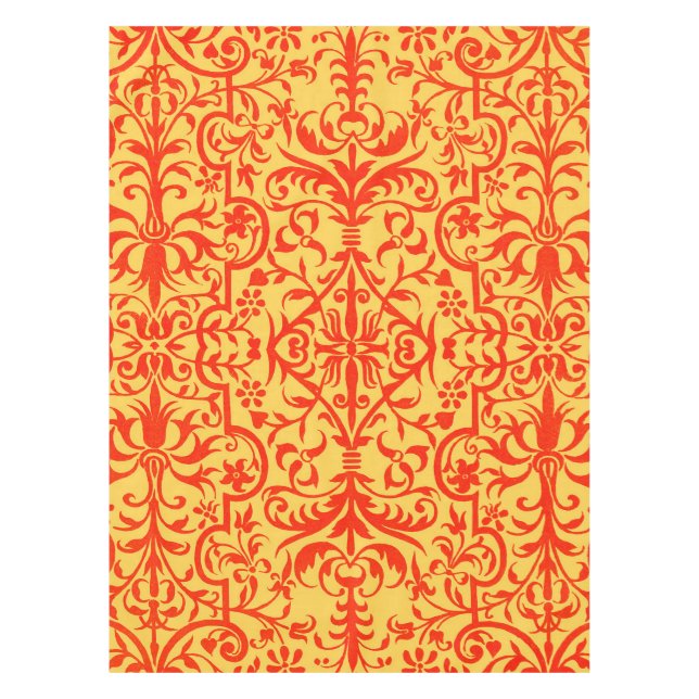 Victorian motif in orange tablecloth (Front)