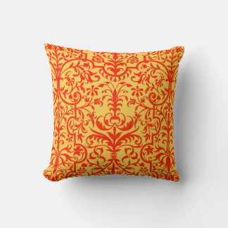 Victorian motif in orange throw pillow
