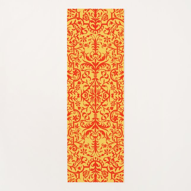 Victorian motif in orange yoga mat (Front)