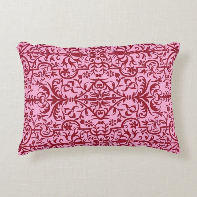 Victorian motif in pink accent pillow (Front)