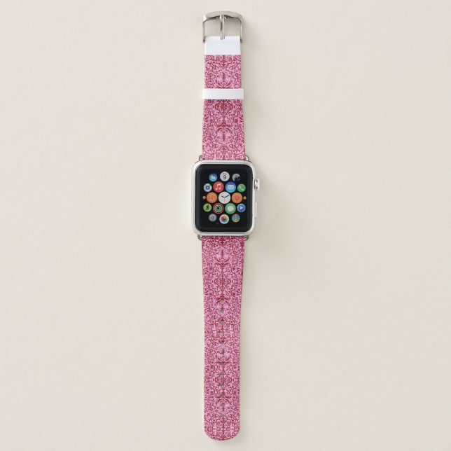 Victorian motif in pink apple watch band (Front)
