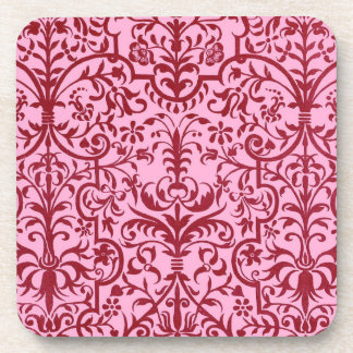 Victorian motif in pink beverage coaster
