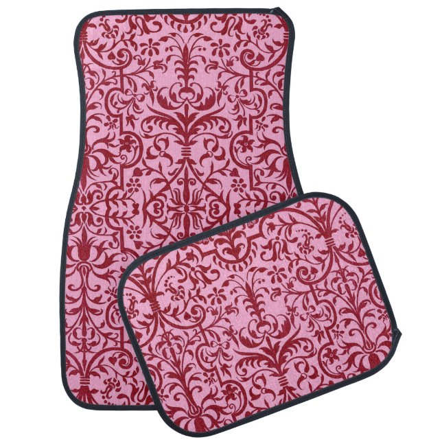 Victorian motif in pink car floor mat (Set)
