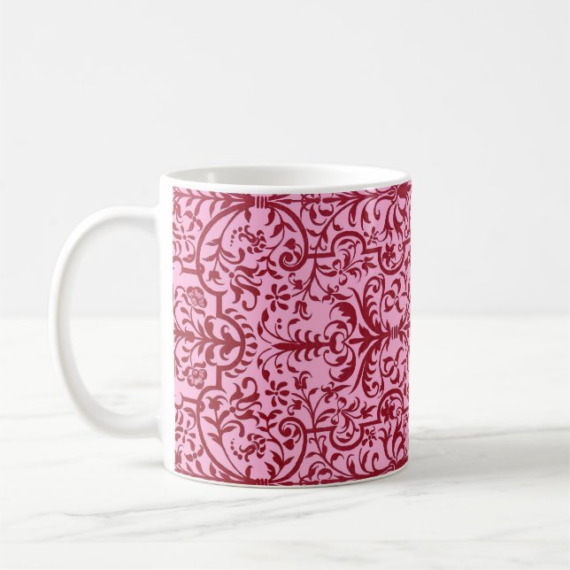 Victorian motif in pink coffee mug (Left)