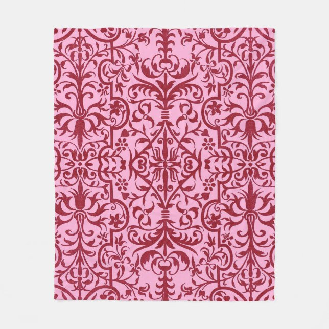 Victorian motif in pink fleece blanket (Front)